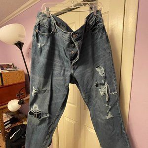 Old Navy Slouchy Straight Light  Wash Distressed Jeans